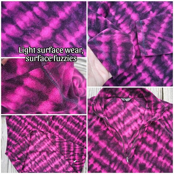 Fleece Jacket 1/4 Zip Pullover Eddie Bauer Size XL Pink Black Tie Dye Cozy - Picture 3 of 5